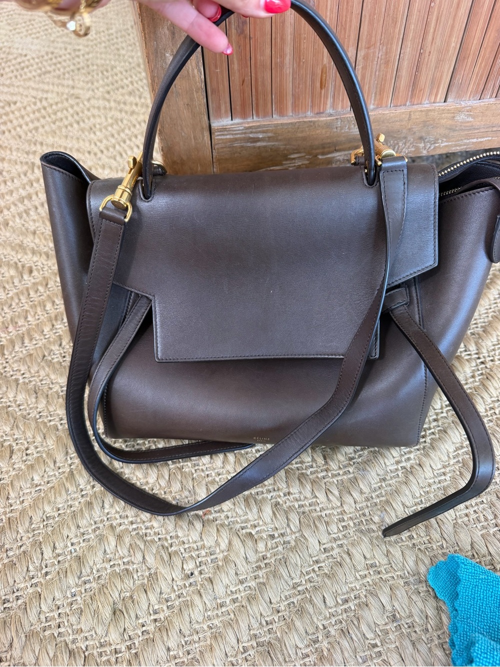 chocolate brown celine belt bag